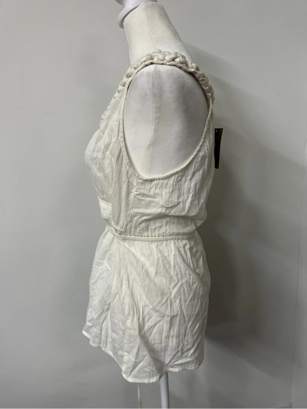 Anthropologie Ivory Gauze Braided Neck Tunic Top Boho NWT 6 - Picture 3 of 9